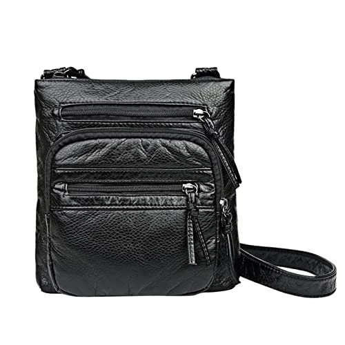Sac à bandoulière en cuir lavable pour femme de style carré