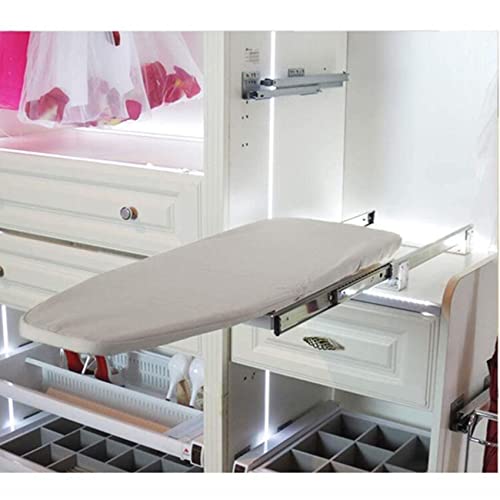 Ironing Board Retractable Pull Out Ironing Board Closet Sliding Out Swivel Iron Board Mounted in Drawer with Heat Resistant Ironing Cover, very space-saving,for small families Foldable Ironing Station - Image 8