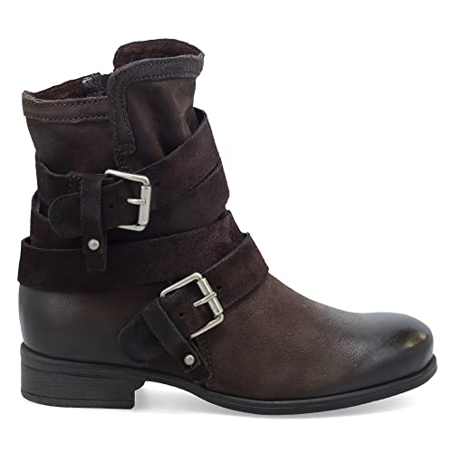 Miz Mooz Shane Ankle Boots For Women - Ladies Handcrafted Leather Booties Dual Buckle With Inside Zipper (Mocha - 42Eu) #TOP1
