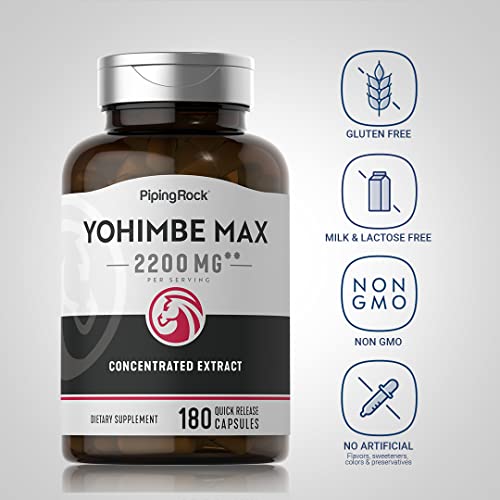 Piping Rock Yohimbe Capsules | 2200 Mg | 180 Count | Non-Gmo, Gluten Free Supplement #TOP2