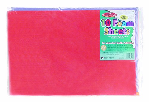 Creative Arts by Charles Leonard Foam Sheets, 12 X 18 Inches, Assorted Colors, 10 per Pack (70500)