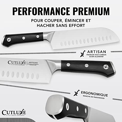 Couteau Santoku Japonais 18 cm acier carbone Cutluxe – Image 2