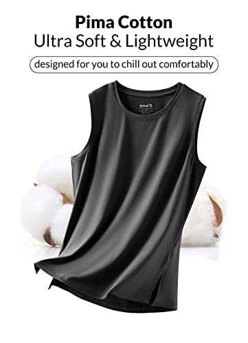 Baleaf Women's Workout Tank Tops High Neck Athletic Yoga Loose Gym Running Exercise Pima Cotton Sleeveless Shirts Black M #TOP1