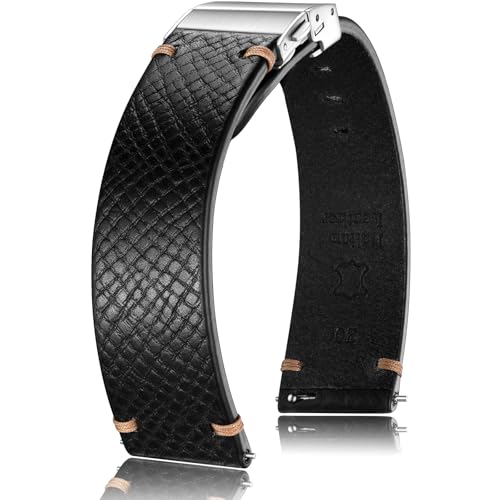 Getalia Italian Leather Watch Band Black 20mm