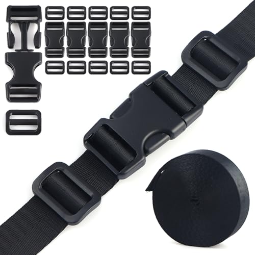 LEBATSION Kit de correias de fivelas 2,5 cm - 6 peças de fivelas de liberação dupla lateral, 12 peça