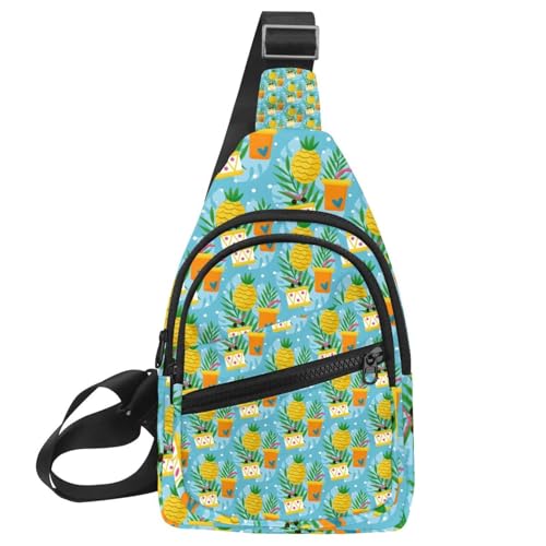 Mochila bandolera hombre piña ajustable: bolso cruzado cómodo multicolor