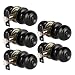 Round Shape Door Knob Privacy Bed and Bath Lockset, Matte Black Finish, Interior Door Use, 5 Pack