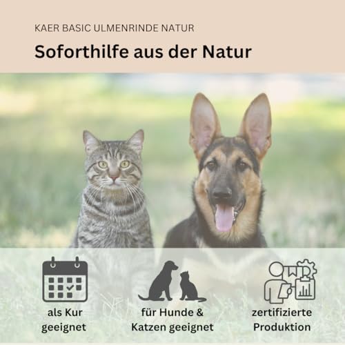 kaer basic Amerikanische Ulmenrinde für Hunde & Katzen 500g – Slippery Elm Bark Pulver – Ohne Aufkochen & Sofort löslich – Natürlicher Magenschutz bei Sodbrennen & Gastritis