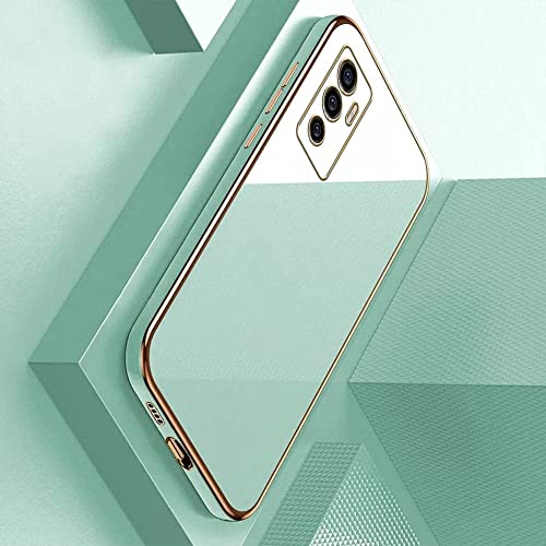 Image of for Vivo V23e 5G Plating Square Gold Frame Phone Case Luxury Soft Silicone Back Cover (for for Vivo V23e 5G (Mint)