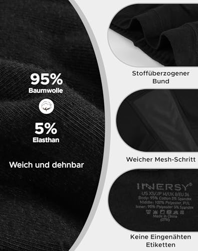 INNERSY Perioden Unterwäsche Starke Blutung Schwarz Boxershorts High Waist Menstruation Boyshorts (40, 1 Schwarz)