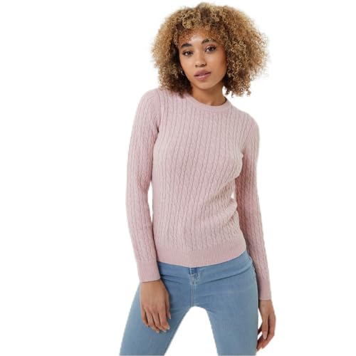 Image of Jack Wills Womens Tinsbury Merino Wool Cable Knitted Jumper Pink M