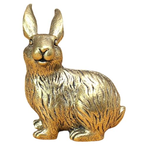 PRETYZOOM Brass Bunny Figurine – Vintage-Style Metal Rabbit Statue for Desk, Shelf & Car Interior – 2.55"" x 2.16"" x 1.18"", Sturdy Paperweight & Zodiac Decor for Office, Home, Gift Seekers