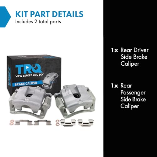 Image of TRQ Rear Brake Caliper Set Zinc Coated Brackets Compatible with 2010-2015 Chevrolet Camaro
