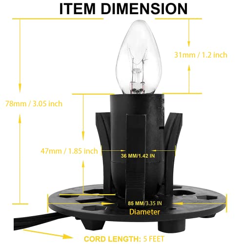 Ohlgt Himalayan Salt Lamp Cord Replacement With Dimmer Switch And E12 Halogen Bulbs(6-Pack), 5 Feet Cords With Base Assembly #TOP5