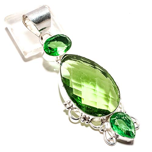 Pendentif péridot vert en argent sterling 925, cadeau unique fait à la main