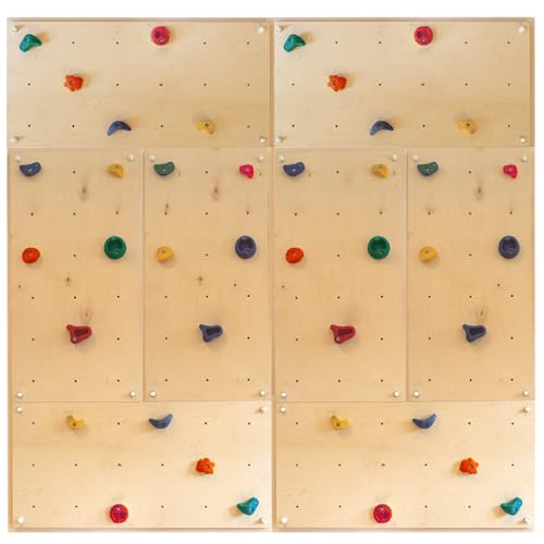 Gartenpirat Kletterwand Indoor IW8 5,20 m² – Boulderwand für Innen mit 40 bunten Klettersteinen acht Platten 114x57 cm – vormontiert inkl. Montagematerial – ideal fürs Kinderzimmer