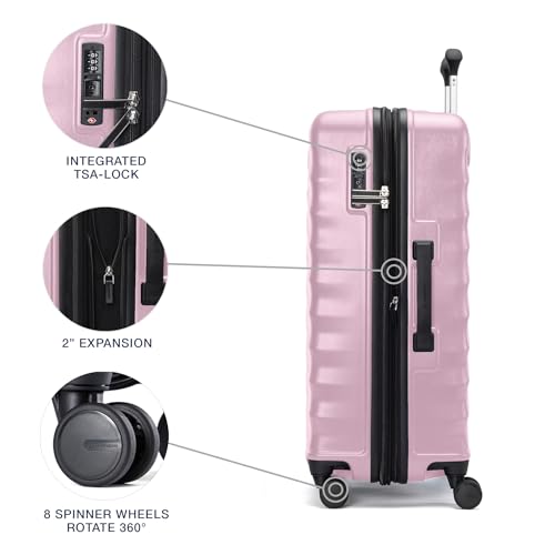 Image of Travelpro Maxlite Air V2 Hardside Expandable Checked Luggage, 8 Spinner Wheels, Lightweight Hard Shell Suitcase, TSA lock, Pink, Checked Medium 25-Inch
