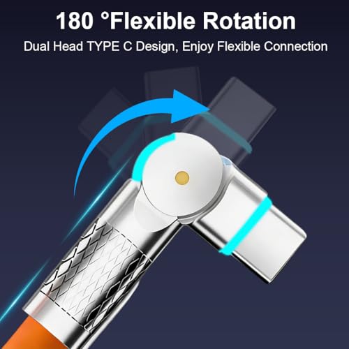 Image of Verilux 240W Type C Cable Fast Charging with LED, 9.8Ft 180 Degree No Tangle PVC C Type Charger Cable with 480Mbps Data Transmission USB C for iPhone 17 /17 Pro /17 Pro Max /16 /15, Galaxy S25 /S24