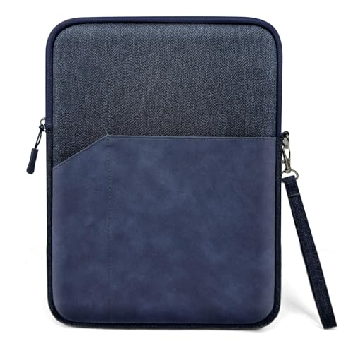 Image of MOCA Universal Polyester 7-8 Inch Tablet Sleeve Case Cover: Fits Amazon Kindle, Paperwhite, Kindle Fire, Apple iPad mini, Lenovo M8, Samsung Galaxy A7 Lite, (6 inch to 8 inch Devices) (Navy Blue, 7-8 inch)
