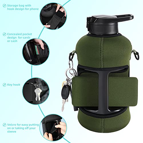 Youcan Plato 64 Oz Half Gallon Water Bottle With Sleeve-Large Water Bottle -Big Gym Water Bottle With Straw- Gallon Water Jug With Handle And Bottle Brush-Bpa Free-2 Liter Workout Bottle, Army Green #TOP4
