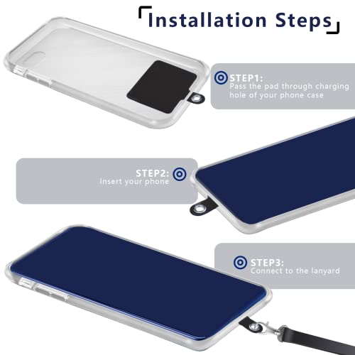 12 Pieces Phone Tether Tab Cell Phone Lanyards Tether Replacement Phone Lanyard Attachment Cellphone Tether Pvc Patches For Phone Strap Smartphone Safety Tether Sticker (Black) #TOP5