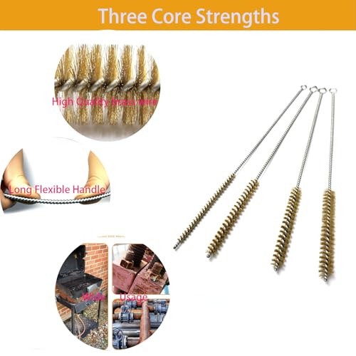 Preamer 6pcs Brass Tube Pipe Cleaners Brush Set , Multi-Functional Bottle Brushes Long Brass Cleaning Wire Brushes for Cleaning Rust Set for Drill/Hand Descaling Rust Removal , 0.3"-1"