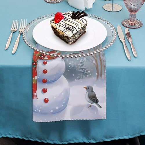 Servilletas de Tela Navidad Muñeco de Nieve y Pájaros miniatura 4