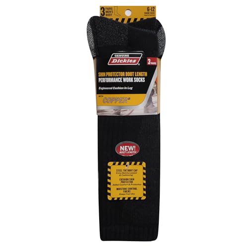 Dickies mens Genuine Shin Protector Crew | Steel Toe COPPER NANO GLIDE Boots, Blak/Denim/Black_with Copper, Medium