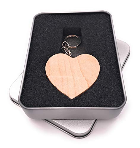 Clé USB cœur bois 128 Go pour sauvegarder vos souvenirs de vacances
