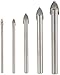 Produktbild AGT Professional Glasbohrer: 5-teiliges Bohrer-Set für Glas & Fliesen, 4/5/6/8/10 mm, sandgestrahlt (Fliesenbohrer, Keramikbohrer, Diamantbohrer)