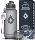 Embrava 40 oz Water Bottle - Large BPA Free Sports Bottle for Gym Hiking - Wide Mouth Leak Proof Fast Flow - Durable Reusable Tritan Plastic - Carry Ring - Sport Water Bottles for Men Women