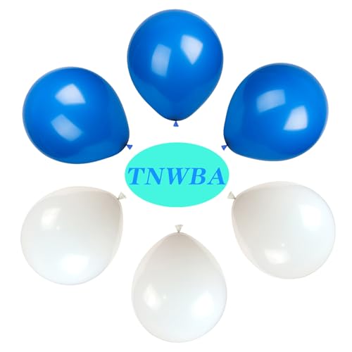 Image of TNWBA Latex Balloons 100 pcs 12 inch, White and Blue latex Balloons, birthday party decoration