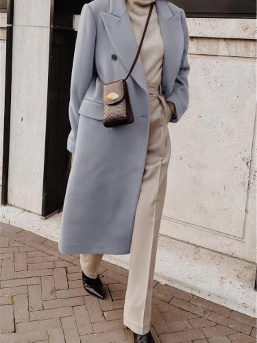 Image of IDEALSANXUN Womens Long Wool Coats Fall Winter Double Breasted Trench Coat Peacoat