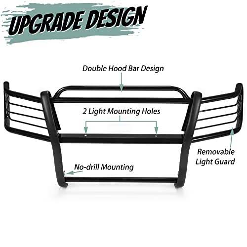 Hecasa Brush Grille Guard Compatible With 1998-2004 Toyota Tacoma Grill Guard Light Protector Black Powder Coated #TOP2