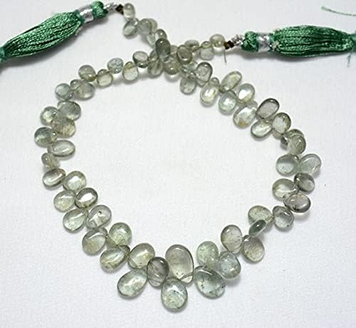 Moss Aquamarine Pear, Plain Pear, Moss Aqua Briolettes, 6x4mm to 7x11mm Approx, 9 Inches Full Strand.