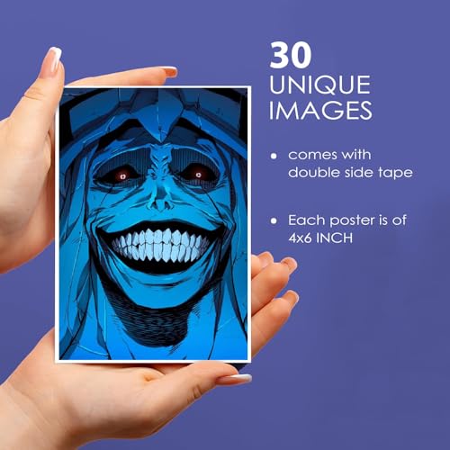 Image of Anime Character Poster Set 4x6 Inch | 30 PCS Mini Anime Posters | Multicolor Wall Decor