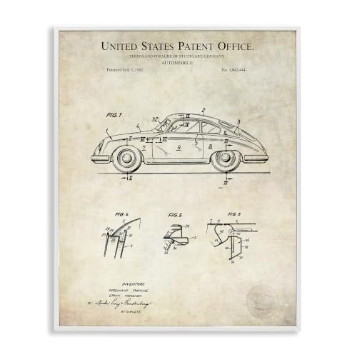 Stupell Industries Vintage Car Automobile Diagram Blueprint Patent Text, Design by Karl Hronek