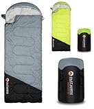 Expedition Sleeping Bag with Compression Sack – 32°F/0°C Sleeping Bags for Adults & Teens Up to 6'0', Lightweight, Water-Resistant, Backpacking Sleeping Bag for Camping, Hiking (Black)