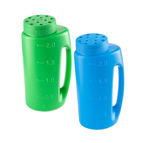 Superio Handheld Spreader for Lawn and Garden Seed, Fertilizer and Ice Melt Spreader 2 Liter, Adjustable Hole Size