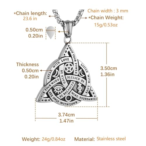 Celtic Triquetra Knot Necklace, Triple Goddess Irish Trinity Protection Amulet Jewelry, Viking Pendant for Women and Men2