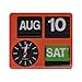 Itigoitie Retro Modern 9.45 Inches Calendar Day Date Flip Desk Wall Clock (Black)(No Battery Included) (Amber)