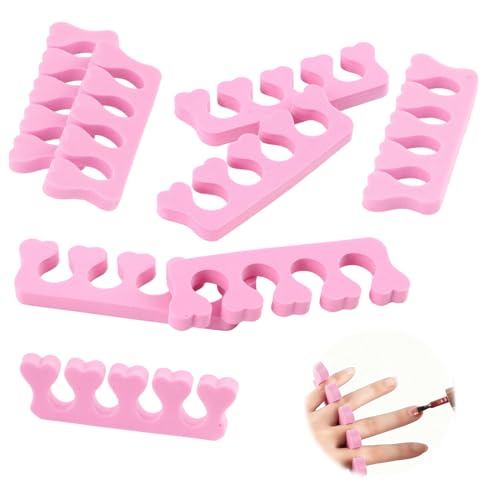 OzEssence 8 Pcs Heart-Shaped Soft Foam Toe Separators & Finger Dividers, Reusable Foam Toe Separators for Immobilizing Fingers and Toes Prevent Nail Polish From Scratching (Pink）