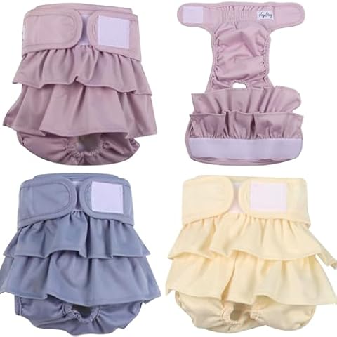 JoyDaog (3 Pack) Small Dog Diapers Dress for Female Reusable Premium Puppy Nappies Skirt for Period Heat Incontinence XS Cover