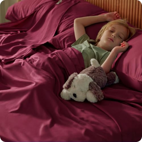 Image of Bedsure PureWoven Rayon Derived from Bamboo, California King Sheet Sets