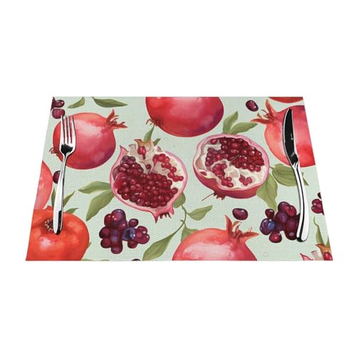 Set de table antidérapant résistant à la chaleur en PVC tissé motif grenade