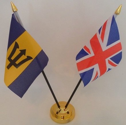 Barbados Barbadian Union Jack 2 Flag Friendship Desktop Table Centrepiece Flag Flags With Gold Base Ideal For Party Conferences Office Display