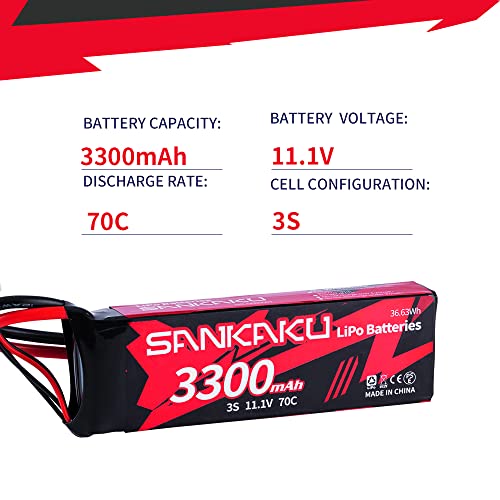 SANKAKU RC Lipo Batteria 3S 3300mAh 11,1V 70C