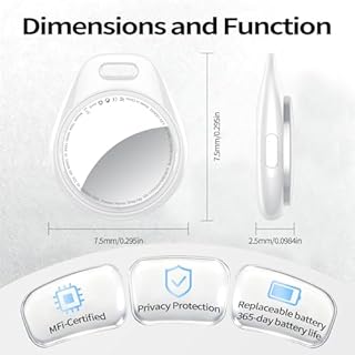 Tukio® Smart Air Tags 4 pezzi, Localizzatore Bluetooth Trova Oggetti Supporto iOS, Tracker 5.3 Bluetooth Localizzazione Batteria Sostituibile, Smart Finder per Chiavi Bagaglio Portafoglio Bicicletta