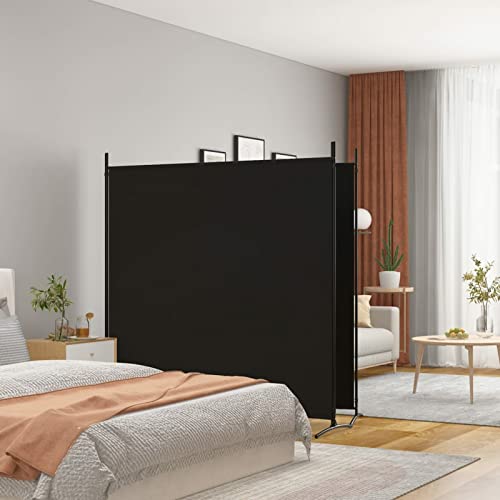 Homgoday Divisor de 2 paneles negro 348 x 180 cm de tela, decoración divisoria para ambientes biombo de interior, separador divisorio paneles divisores para interiores casa