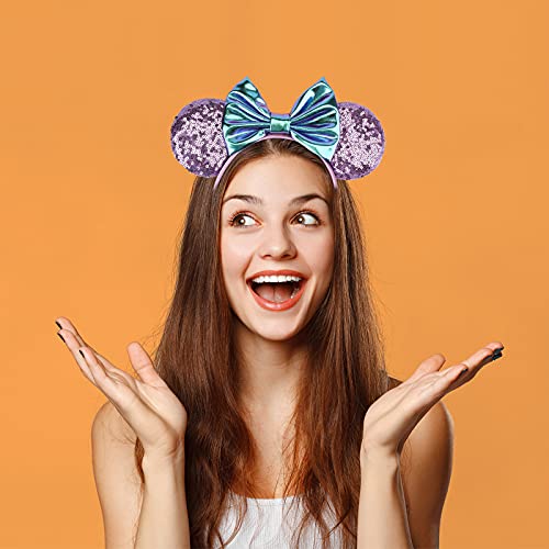 Image of DRESHOW Mouse Ears Bow Headbands Glitter Party Decoration Cosplay Costume for Women